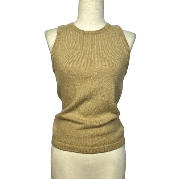 90s Ralph Lauren Camel Tank | Purple Label | Knit | Bust 32-36" | Vintage VTG - Picture 1 of 3